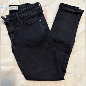 ABERCROMBIE Women's Black Super Skinny Mid Rise Jeans, Size 2
